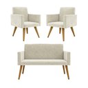 Ver imagem 1 de Kit Namoradeira + 2 Poltronas Decorativas Sala Oferta - Balaqui Decor