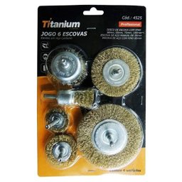 Kit Jogo de 6 Escovas de Aço Carbono para Furadeira Completo - 1