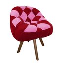Ver imagem 2 de Poltrona Paloma Escritório Sala Giratória Madeira Suede Vermelho e Suede Pink - Dominic Decor