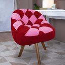 Ver imagem 1 de Poltrona Paloma Escritório Sala Giratória Madeira Suede Vermelho e Suede Pink - Dominic Decor