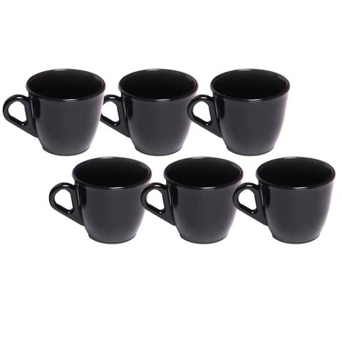 Kit 6 Xicaras em Acrílico Cristal de Café - Chá Decor - Black