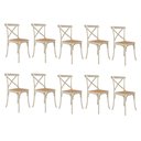 Ver imagem 1 de Kit 10 Cadeiras Jantar Cross Katrina X Off White Assento Bege Aço