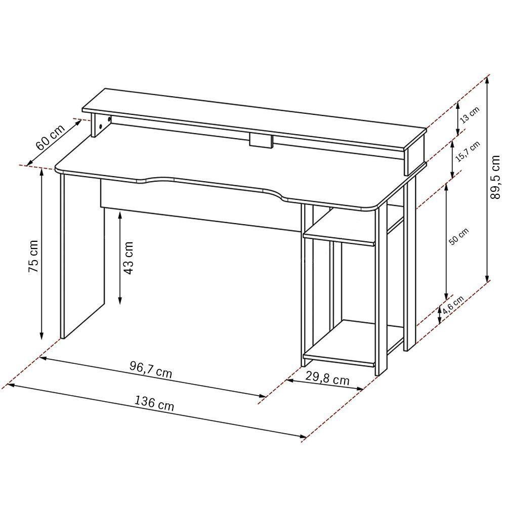 Mesa para Escritório Me4153 Mdp Preto/verde - 8