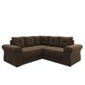 Sofá de Canto 5 Lugares Vitória Estofar Tecido Suede Marrom - 1
