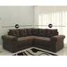 Sofá de Canto 5 Lugares Vitória Estofar Tecido Suede Marrom - 3