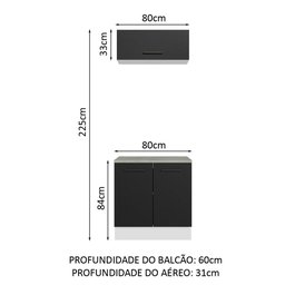 Kit com Balcão e Armário Aéreo Multiuso 80cm Agata Madesa - 4