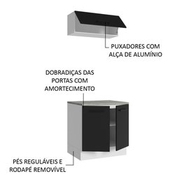 Kit com Balcão e Armário Aéreo Multiuso 80cm Agata Madesa - 6