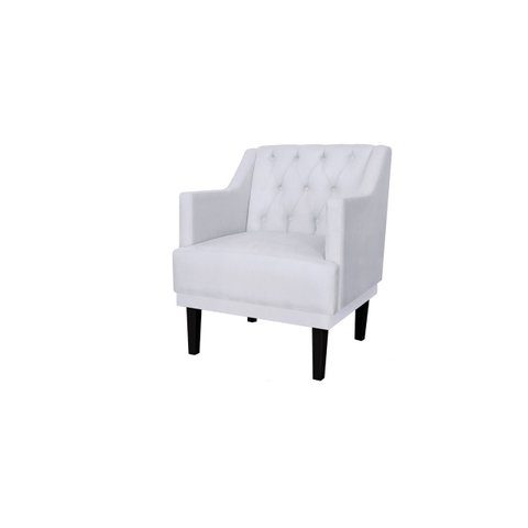 Poltrona Decorativa Alice Couro Branco Pés Madeira Ms Decor