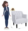Ver imagem 4 de Poltrona Decorativa Alice Couro Branco Pés Madeira Ms Decor