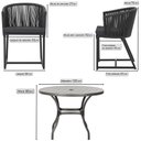 Ver imagem 2 de Mesa com 6 Cadeiras de Jantar Roma 120cm e Noronha em Alumínio Preto Corda Náutica Estofado 11 Trama