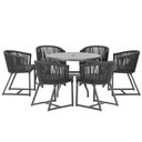 Ver imagem 1 de Mesa com 6 Cadeiras de Jantar Roma 120cm e Noronha em Alumínio Preto Corda Náutica Estofado 11 Trama