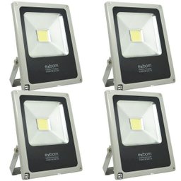 Kit 4 Refletor Holofote Led 20W Prova Dágua Branco Frio 6500K Slim Bivolt Exbom RL-C5B20W Prata - 1 Kit 4 Refletor Holofote Led 20W Prova Dágua Branco Frio 6500K Slim Bivolt Exbom RL-C5B20W Prata - 1