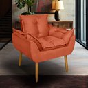 Ver imagem 1 de Poltrona Opala para Sala Clínica Salão Pés de Madeira Suede Terracota