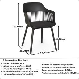 Conjunto Mesa de Jantar Redonda Talia Amadeirada Preta 100cm com 4 Cadeiras Estofadas Marcela - - 7
