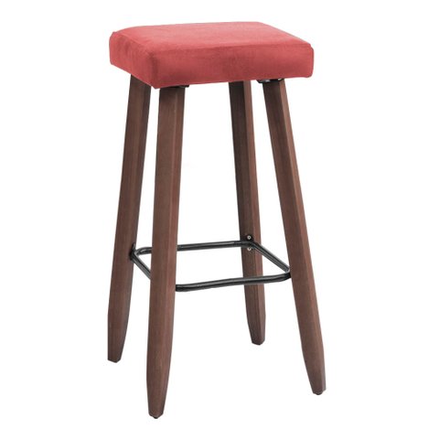 Banqueta Decorativa Alta Kiara Estofada Com Pés Em Madeira - Rose