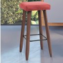 Ver imagem 2 de Banqueta Decorativa Alta Kiara Estofada Com Pés Em Madeira - Rose