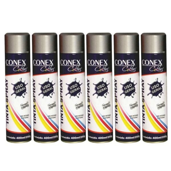 Tinta Spray Alumínio Alta Temperatura 315ml Conex Colors - 6 Unidades - 1