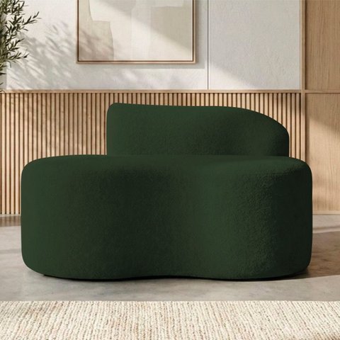 Sofá Curvo Malta 1 Lugar Compacto Moderno Luxo Linho
