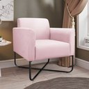 Ver imagem 2 de Kit 2 Poltronas Decorativas Isabella Base X Suede Rosa Bebê/Preto - Gran Belo