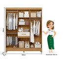 Ver imagem 2 de Guarda Roupa Roupeiro Roma 7 Portas 1 Gaveta Detalhes Frisados Espelho Freijó Off White Moval