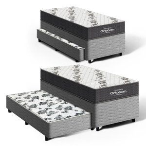 Cama Box com Colchão de Espuma D33 Ortobom Airtech 100 + Auxiliar de Molas Unique Solteiro 88cm