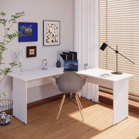 Mesa Angular New City Pé Painel 160 cm Cinza Cristal Gebb Work