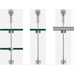 KIT - 4 Esticador / 4 fixador / 4 flange / 5m cabo aço para prateleira suspensa - 4