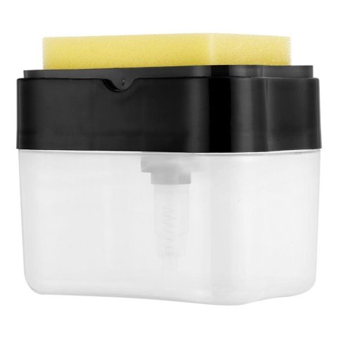 Porta Detergente Dispenser Sabão 2 em 1 para Pia Cozinha Preto