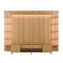 Ver mais imagens de Estante para TV Home Theater 85" MDF 291cm 10 Prateleiras Vidro Reflecta LED Neon Float Carvalho