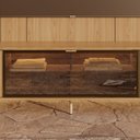 Ver imagem 5 de Estante para TV Home Theater 85" MDF 291cm 10 Prateleiras Vidro Reflecta LED Neon Float Carvalho