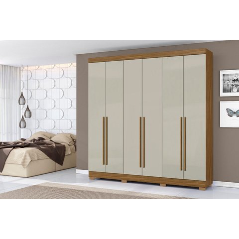 Guarda Roupa 230cm Casal 6 Portas 2 Gavetas - Atacama/ Areia  Aramóveis