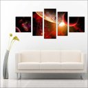 Ver imagem 1 de Quadro Decorativo Universo Planetas Galáxias Estrelas Cosmos Espaço Mosaico 5 Peças Com Moldura