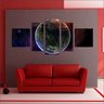 Quadro Decorativo Universo Planetas Galáxias Estrelas Cosmos Espaço Mosaico 5 Peças Com Moldura - 5