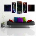 Ver imagem 2 de Quadro Decorativo Universo Planetas Galáxias Estrelas Cosmos Espaço Mosaico 5 Peças Com Moldura