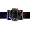 Ver imagem 1 de Quadro Decorativo Universo Planetas Galáxias Estrelas Cosmos Espaço Mosaico 5 Peças Com Moldura