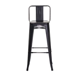 Banqueta Tolix Iron com Encosto Preto Brilhante Industrial Aço Cozinha Bar Bistrô Bancada - 2