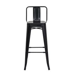 Banqueta Tolix Iron com Encosto Preto Brilhante Industrial Aço Cozinha Bar Bistrô Bancada - 4