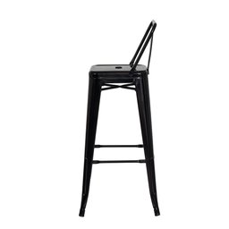 Kit 2 Banquetas Tolix Iron com Encosto Preto Brilhante Industrial Aço Cozinha Bar Bistrô Bancada - 4
