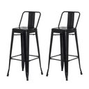 Ver imagem 1 de Kit 2 Banquetas Tolix Iron com Encosto Preto Brilhante Industrial Aço Cozinha Bar Bistrô Bancada