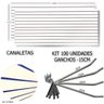 2 Paineis Canaletados - 2,44 X 1,22 + 100 Ganchos 15cm + Canaleta Azul - 1