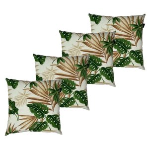 Kit 4 Almofadas Cheias Belize Impermeável Folhagens Verde Costela de Adão 45cmx45cm