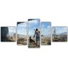 Quadro Decorativo Fallout Games Jogos Quartos Salas Interiores Mosaico 5 Peças Com Moldura - 1
