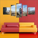 Ver imagem 3 de Quadro Decorativo Fallout Games Jogos Quartos Salas Interiores Mosaico 5 Peças Com Moldura