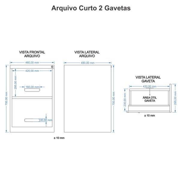 Arquivo de Aço 2 Gavetas Preto - Ultra Móveis - 4