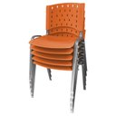 Ver imagem 2 de Cadeira Empilhável Plástica Laranja Base Prata 5 Unidades - Ultra Móveis