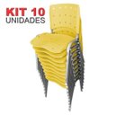 Ver imagem 2 de Cadeira Empilhável Plástica Amarela Anatômica Base Prata 10 Unidades - Ultra Móveis