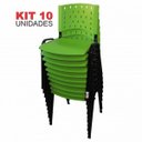 Ver imagem 2 de Cadeira Empilhável Plástica Verde 10 Unidades - Ultra Móveis