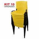 Ver imagem 2 de Cadeira Empilhável Plástica Amarela 10 Unidades - Ultra Móveis