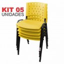 Ver imagem 2 de Cadeira Empilhável Plástica Amarela 5 Unidades - Ultra Móveis