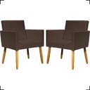 Ver imagem 1 de Kit 2 Poltronas Decorativa para Sala Recepção Consultório Nina Corino Cores Pé Palito 30 Cm Castanho